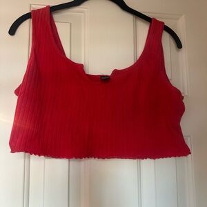Red Ribbed Crop Top